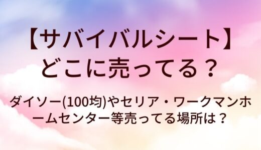 サバイバルシートはどこに売ってる？ダイソー(100均)やセリア・ワークマンやホームセンター等売ってる場所は？