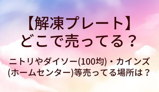 解凍プレートはニトリやダイソー(100均)で売ってる？カインズ(ホームセンター)等売ってる場所は？